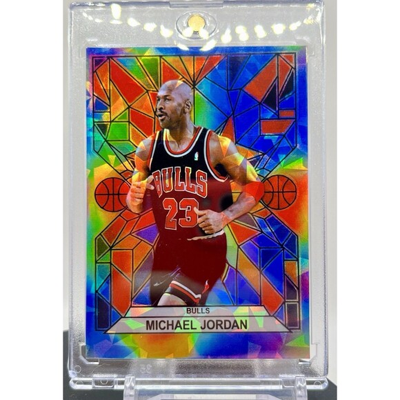Michael Jordan SP Stained Glass Cracked Ice Holographic Custom Trading Card Bull - Picture 1 of 2